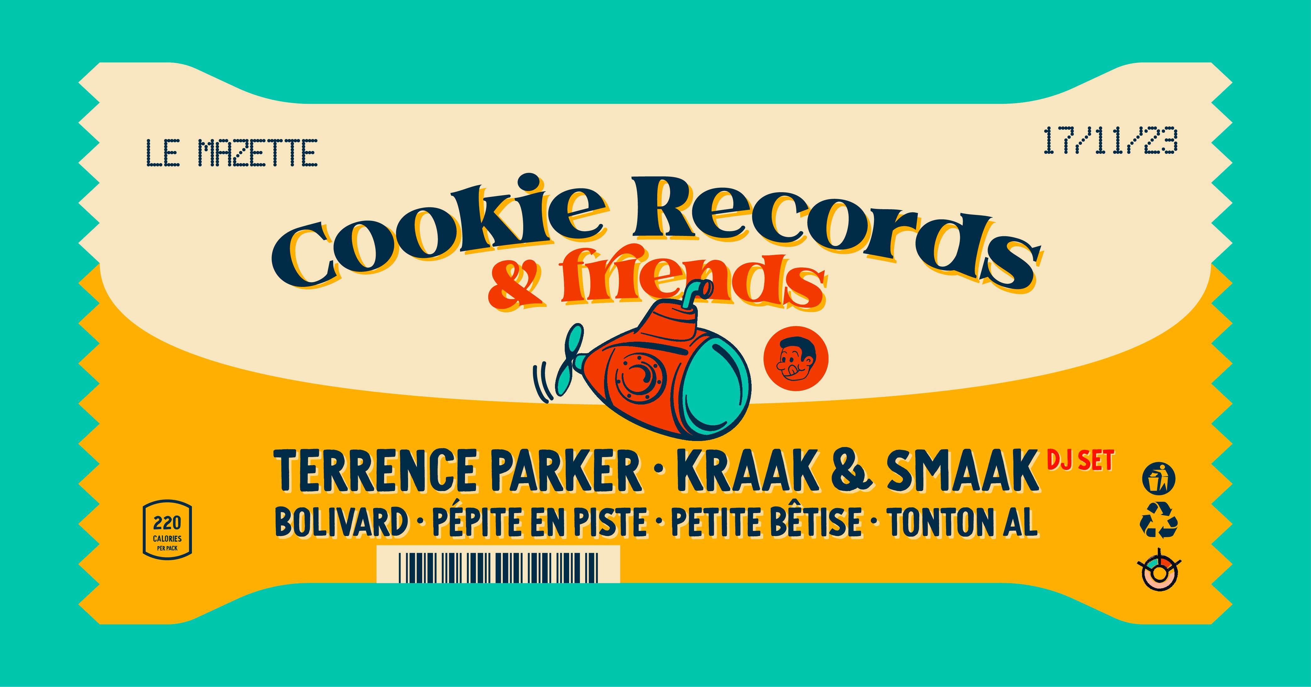 Cookie Records invite Terrence Parker, Kraak & Smaak, Bolivard, Pépite En Piste, Pepite Bêtise - フライヤー表