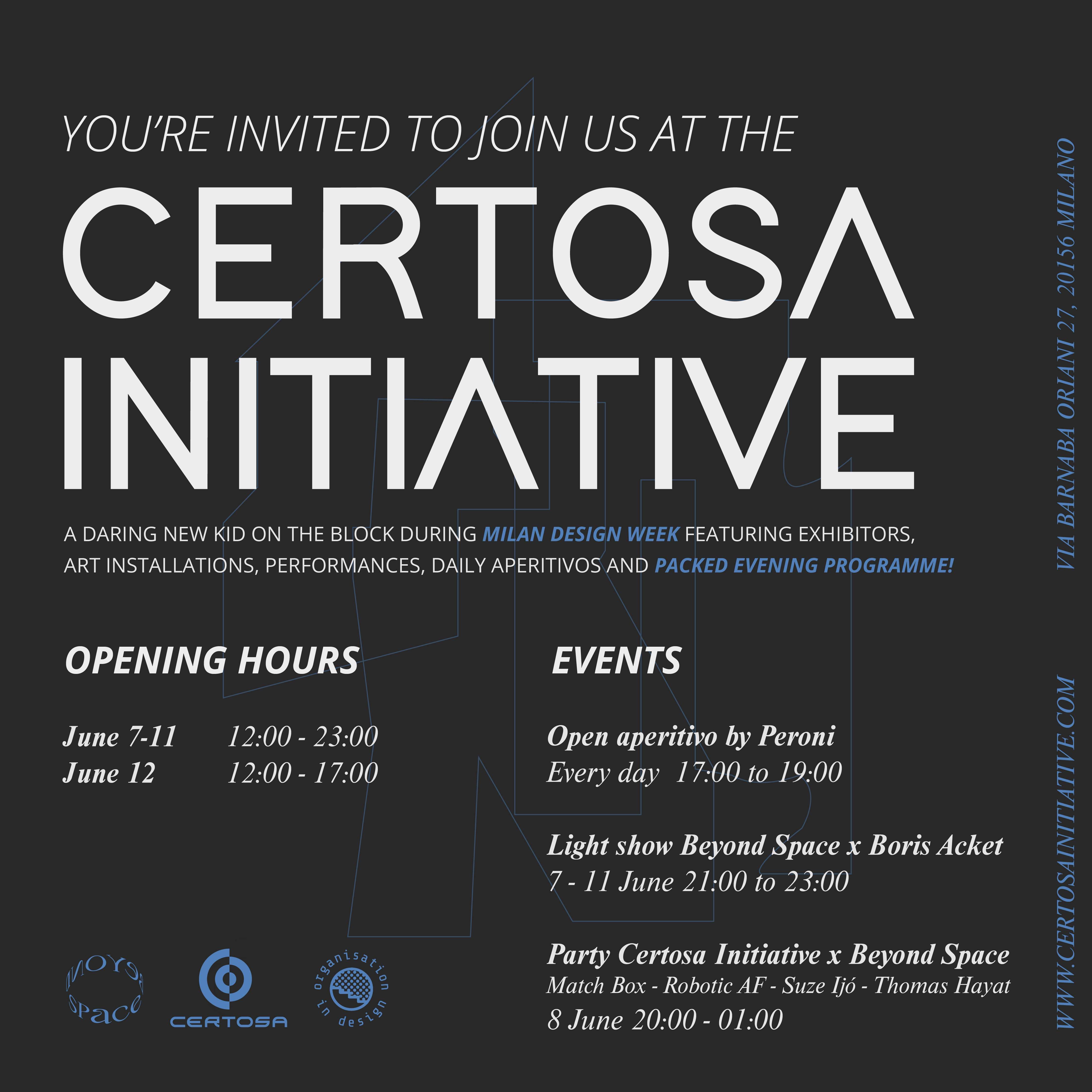 Certosa Initiative x Beyond Space - MILAN DESIGN WEEK 2022 - Página trasera