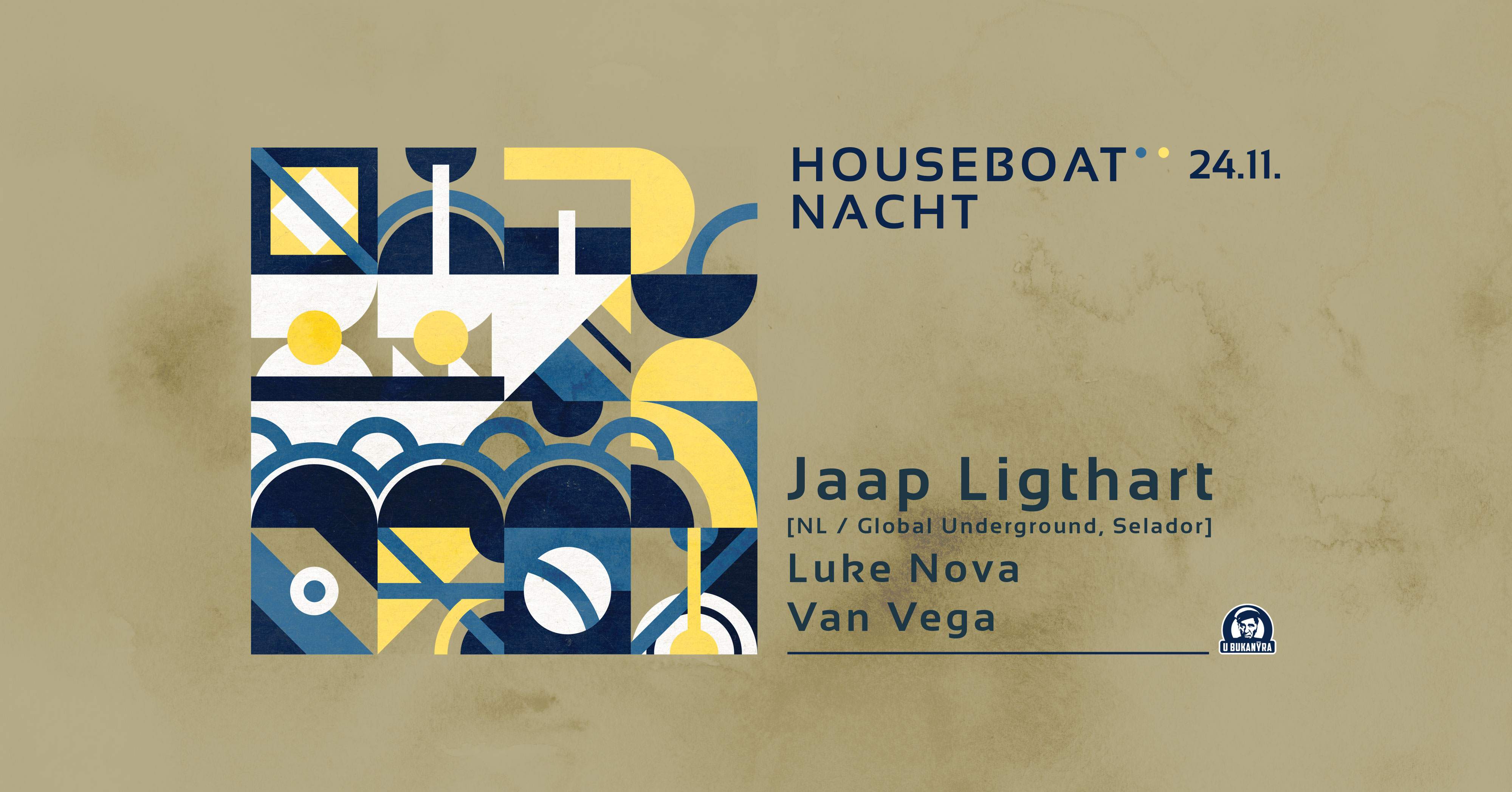 HOUSEBOAT NACHT - djs Jaap Ligthart /NL, Global Underground, Selador/, Luke Nova, Van Vega - Página frontal