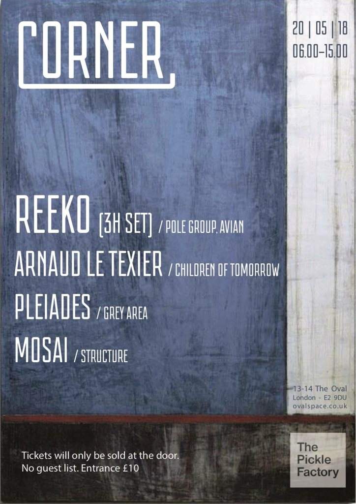 Corner with Reeko, Arnaud Le Texier, Pleiades & Mosai - フライヤー表