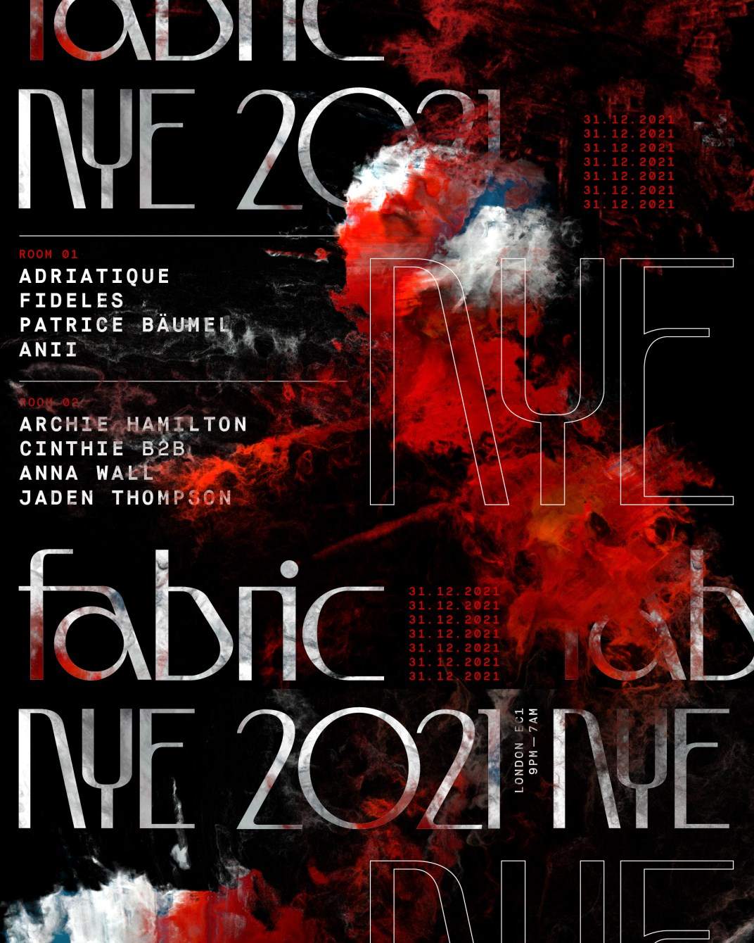 fabric: NYE with Adriatique, Fideles, Archie Hamilton, Patrice Bäumel, ANII, Cinthie & More - Página frontal