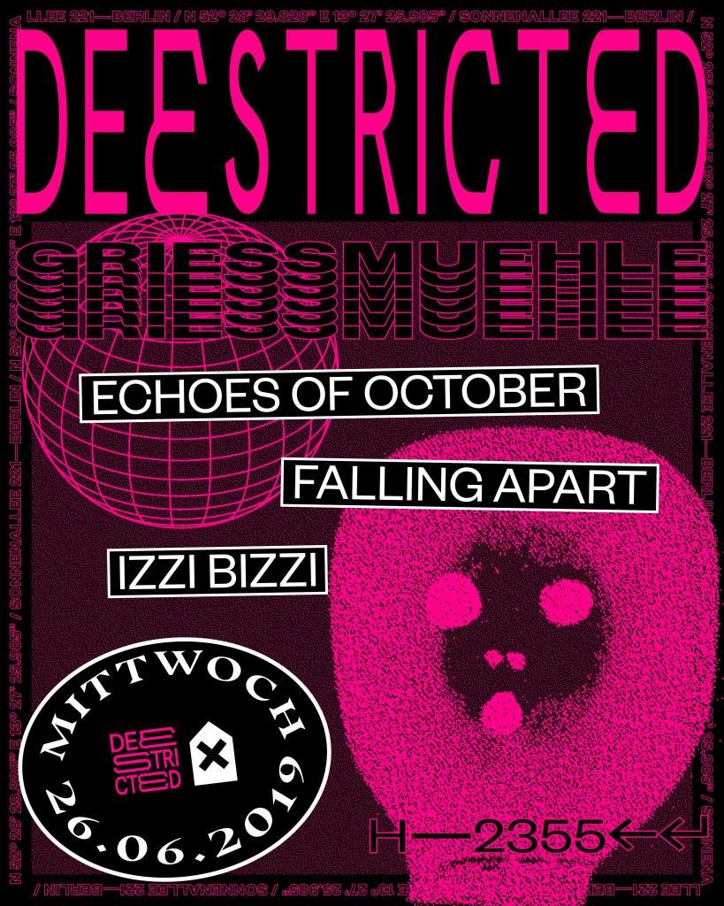 Deestricted with Echoes of October, Falling Apart and Izzi Bizzi - フライヤー裏
