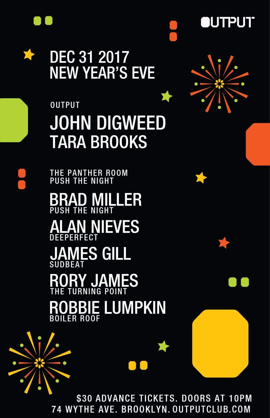 New Year's Eve - John Digweed/ Tara Brooks at Output and Push The Night in The Panther Room - Página frontal