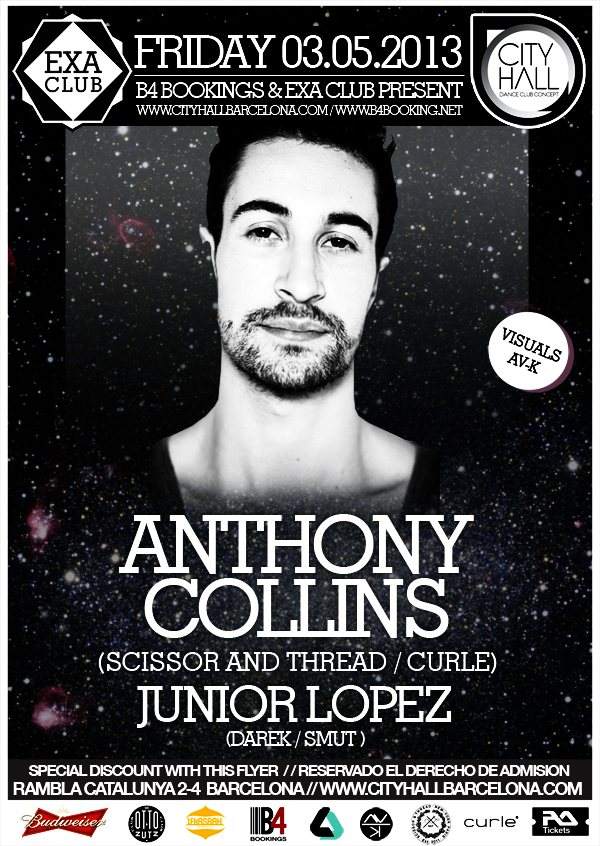 EXA Club & B4bookings present Anthony Collins + Junior Lopez - Página frontal
