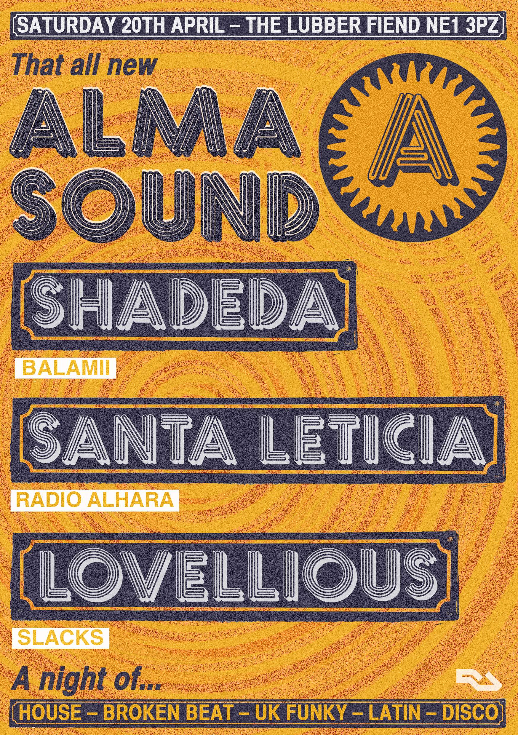 Alma Sound: Shadeda, Santa Leticia & Lovellious - フライヤー表