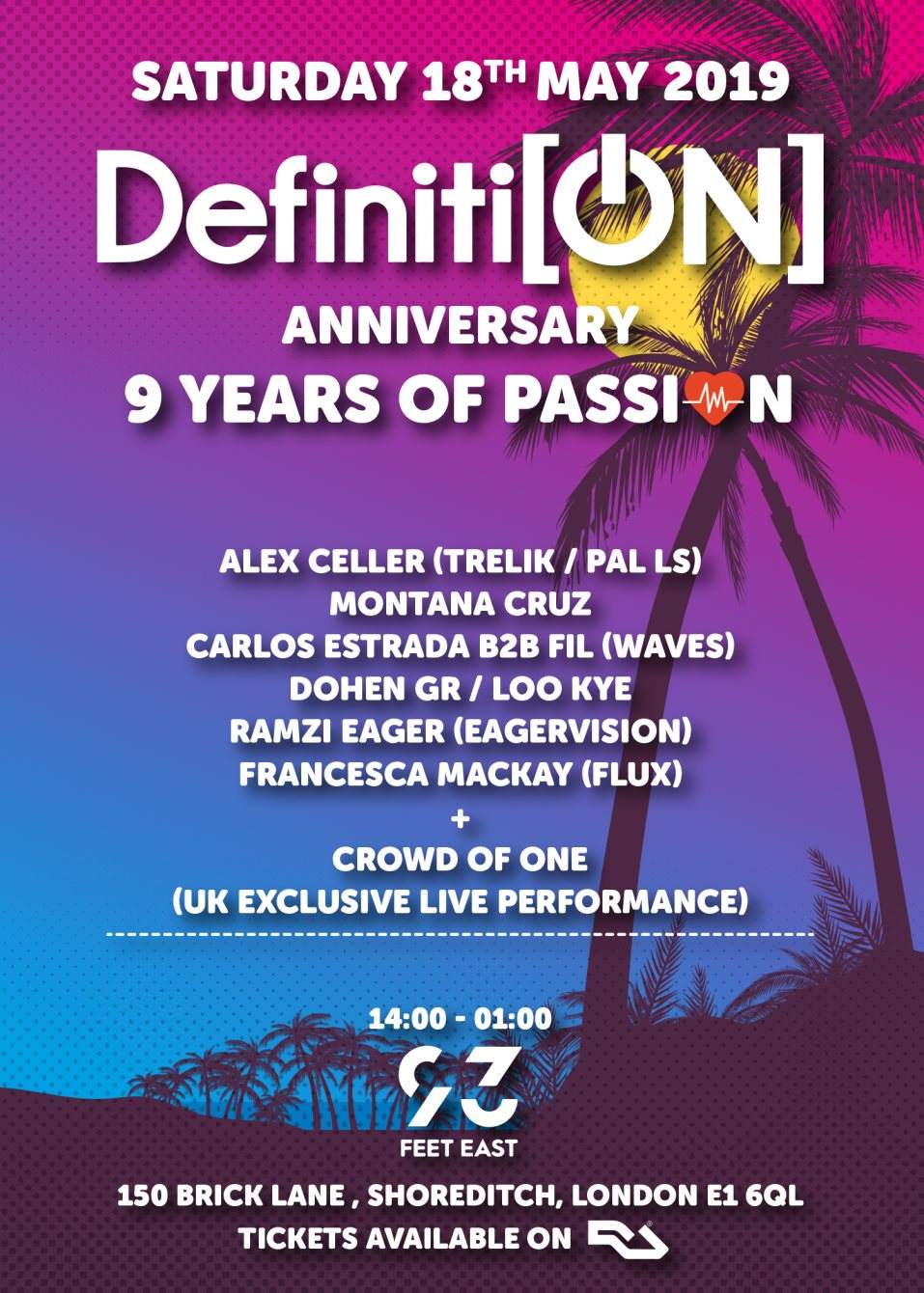 Definition 9th Anniversary w. Alex Celler, Waves & Eagervision Residents, Crowd of One - フライヤー表