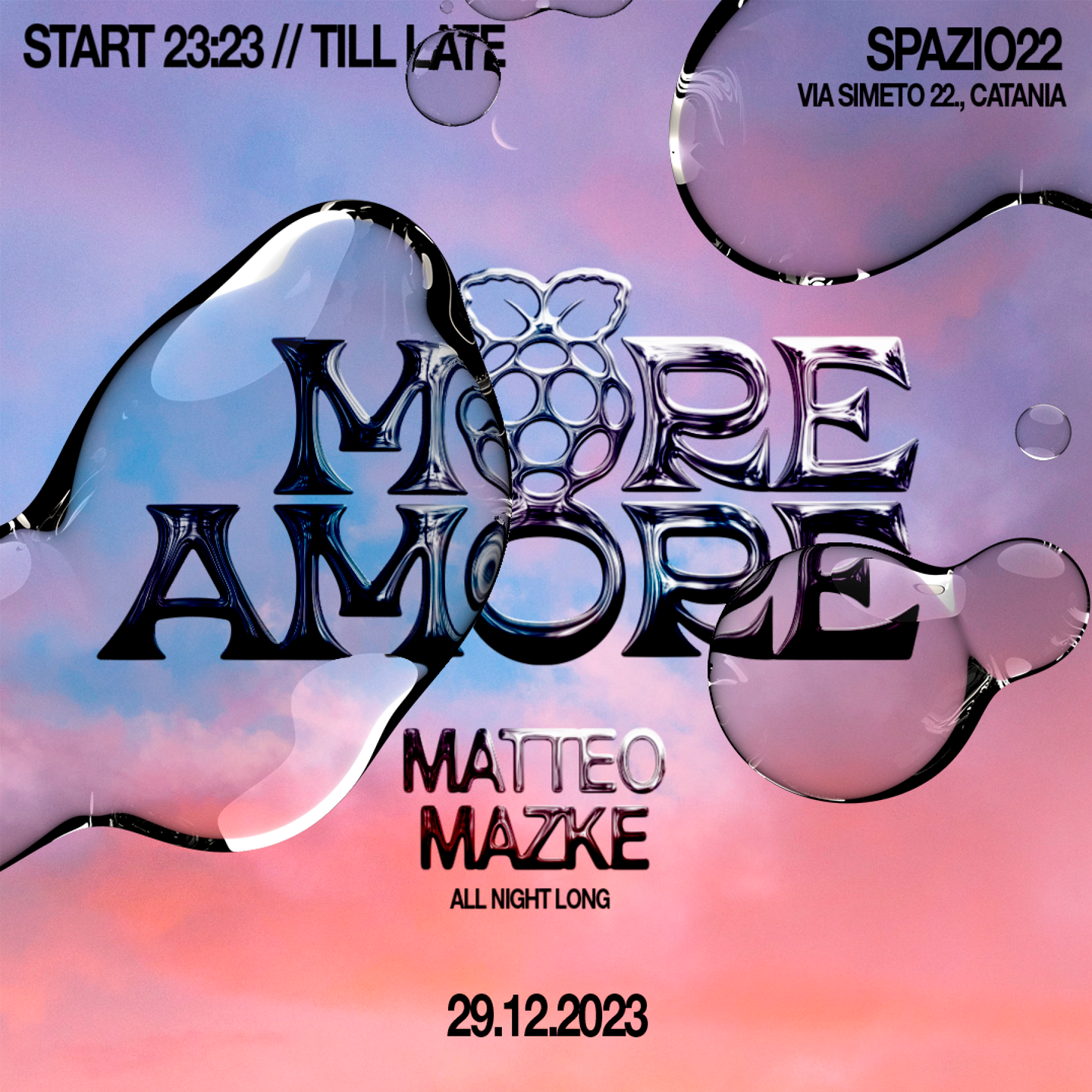 MoreAmore presents Matteo Mazke ALL NIGHT LONG - フライヤー表
