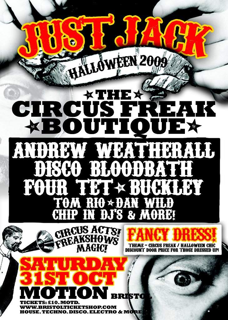 Just Jack Halloween Circus Freak Boutique feat Andrew Weatherall, Four Tet, Disco Bloodbath - Página trasera