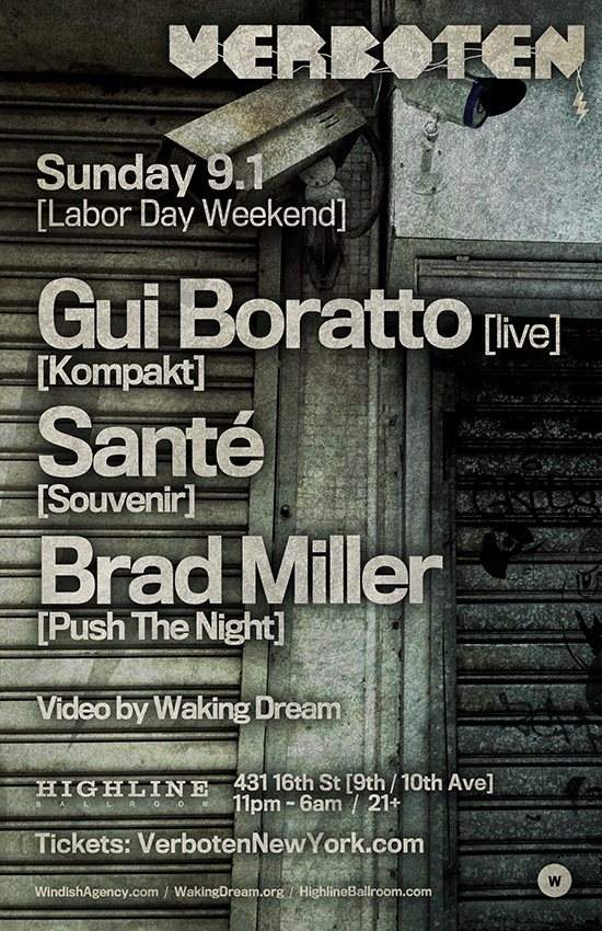 Verboten presents Gui Boratto [live] / Santé / Brad Miller - Página trasera
