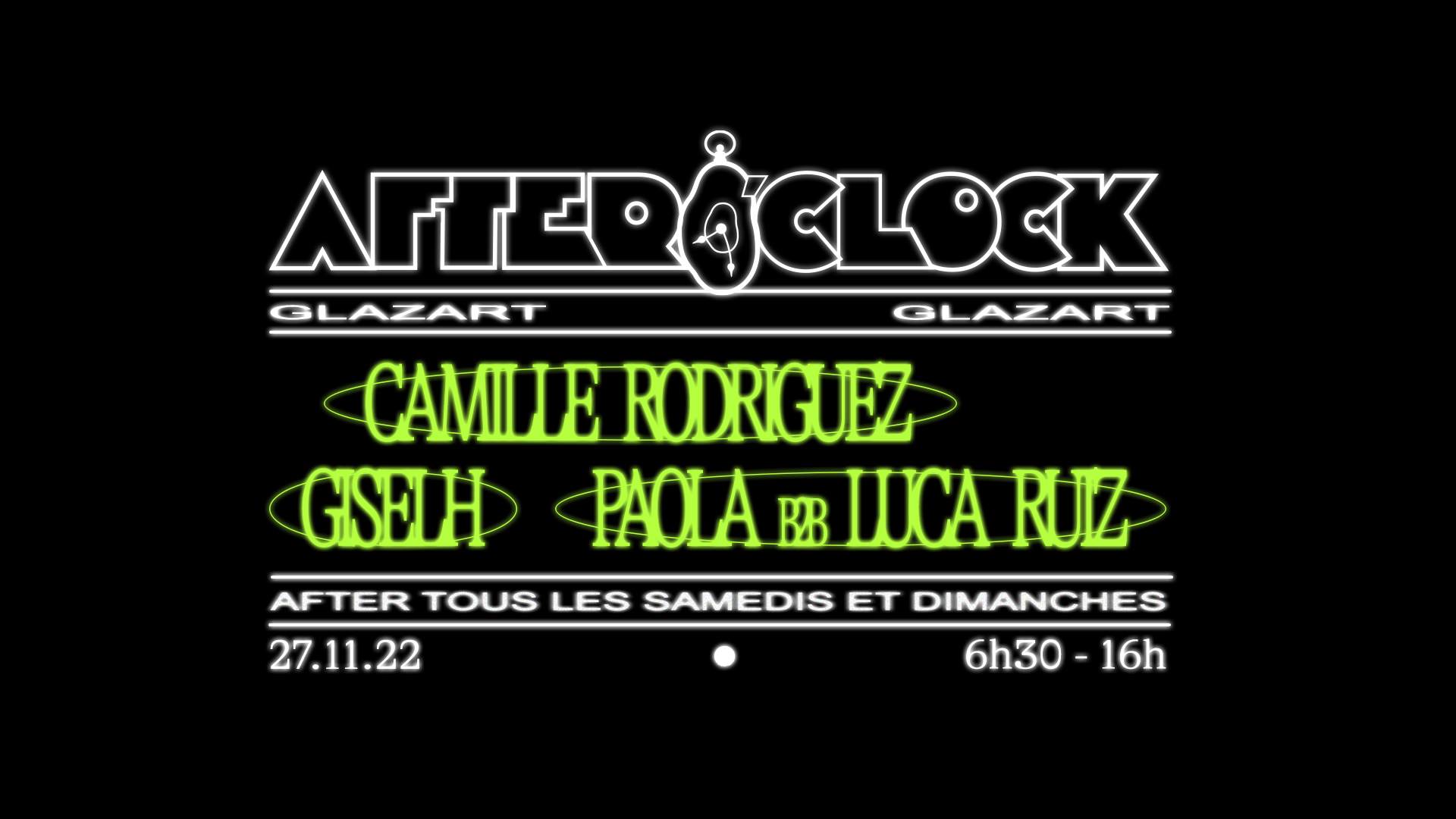 After O'Clock: Camille Rodriguez, Giselh, Paola B2B Luca Ruiz - Página frontal