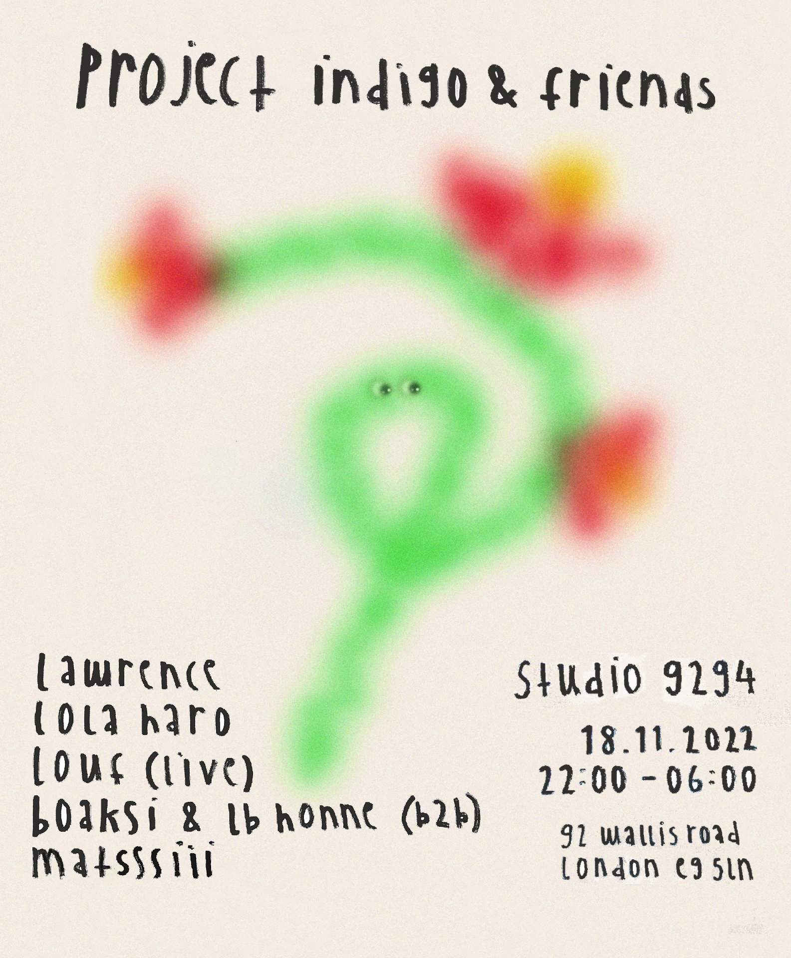 Project Indigo & Friends with Lawrence, Lola Haro & Louf (live) - フライヤー裏