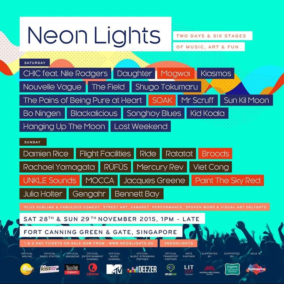 Neon Lights - Singapore's Music & Arts Festival (Saturday) - フライヤー表