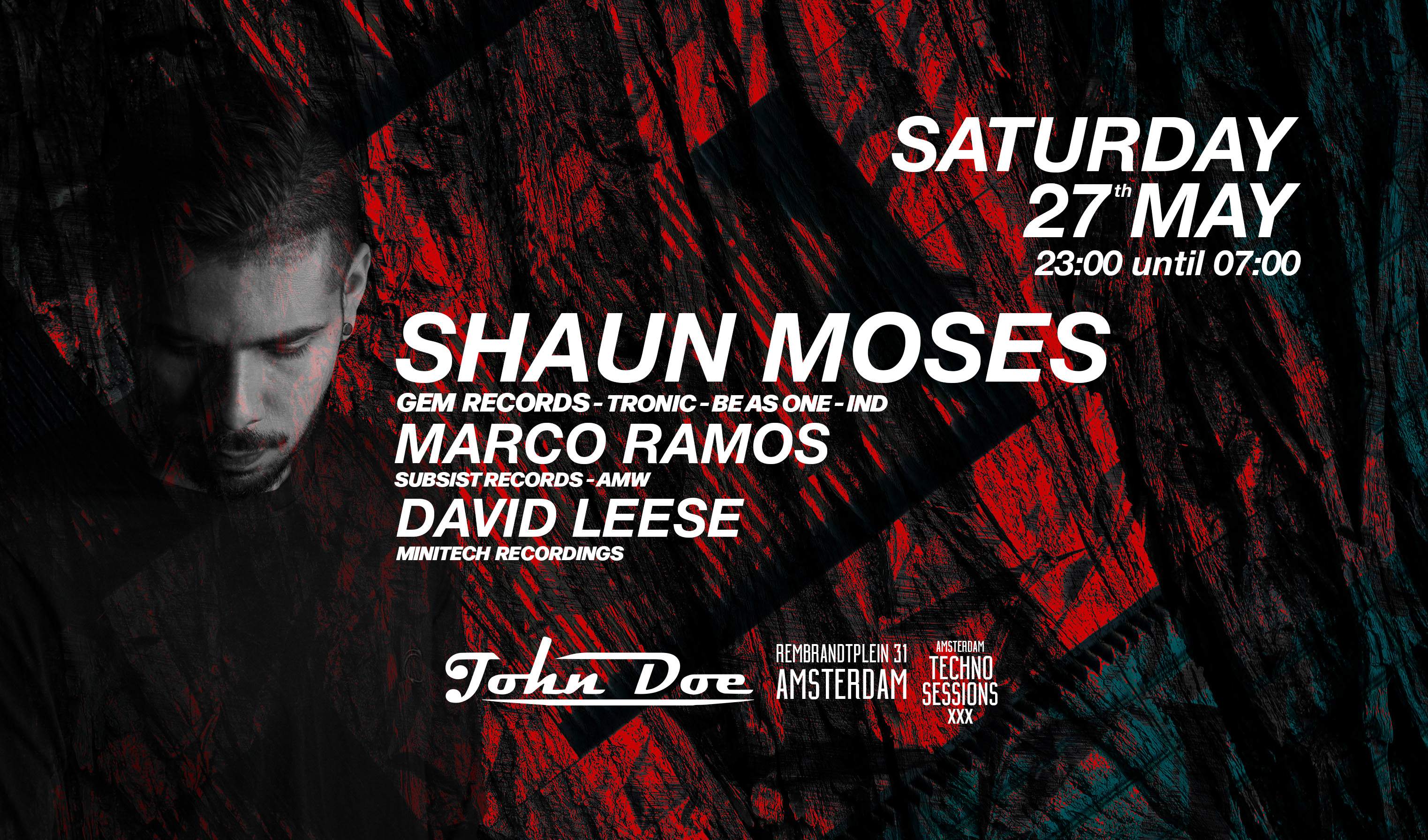 Amsterdam Techno Sessions with Shaun Moses (Gem Records, Tronic,Be As One) IND - フライヤー裏