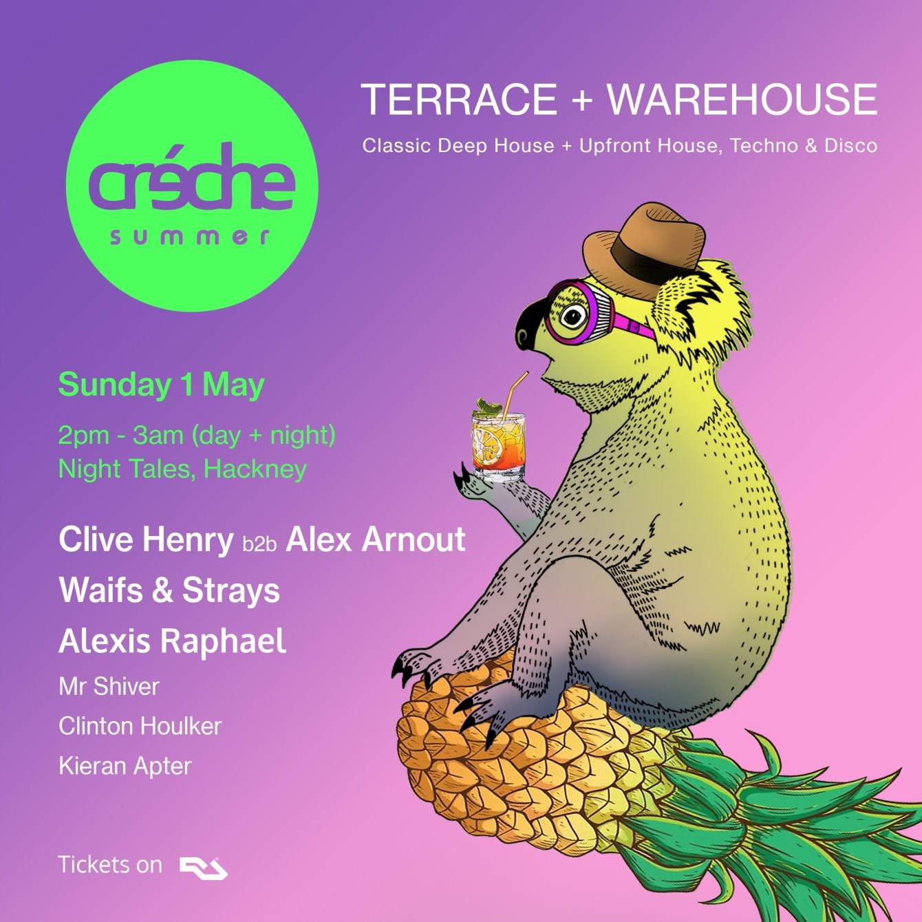 Creche Terrace Day + Warehouse Night 13 Hour Summer Rave - Página frontal