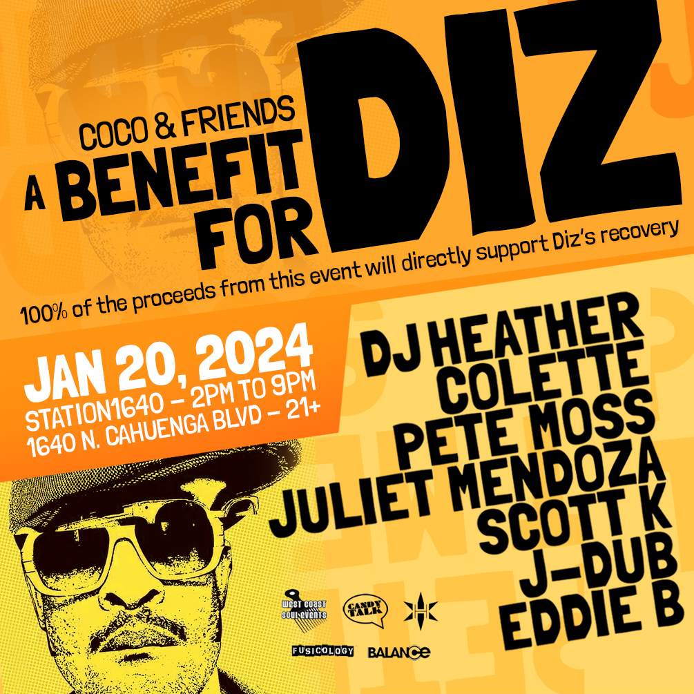 A Benefit for Diz with DJ Heather, Colette, Pete Moss, Juliet Mendoza, Scott K, J-Dub - Página frontal