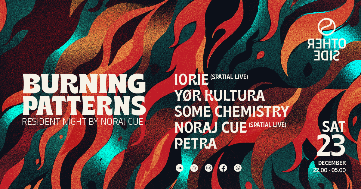 BURNING PATTERNS - Resident night by Noraj Cue - フライヤー表