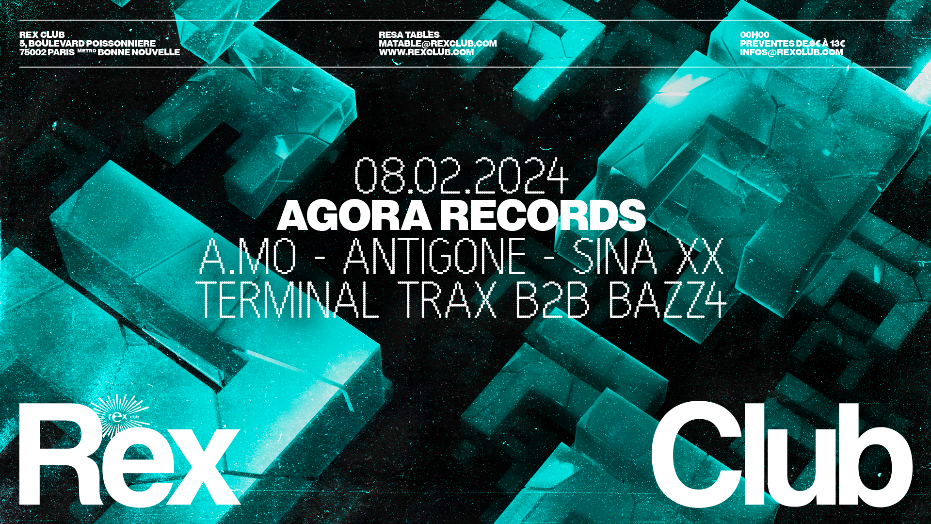 Agora Records: A.mo, Antigone, Sina XX, Terminal Trax b2b Bazz4 - フライヤー表