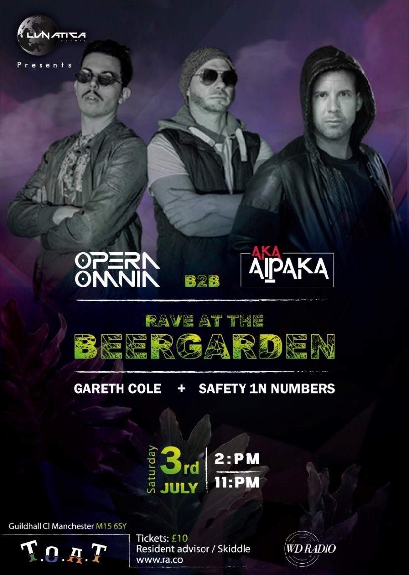 Rave at the Beergarden (Tickets Reduce) - AKA Alpaka / Opera Omnia / Gareth Cole Live - Página frontal