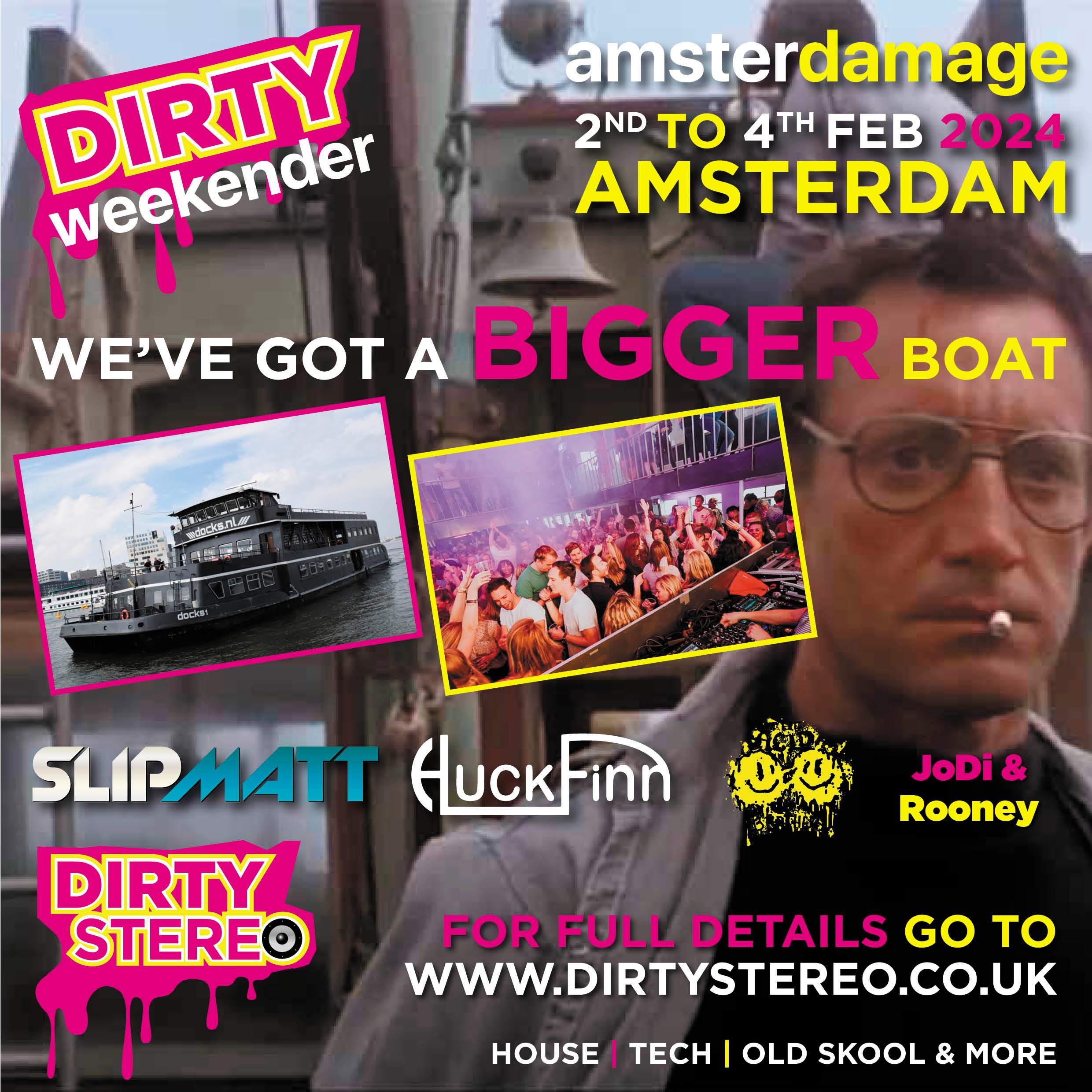 Dirty Stereo gets Amsterdamaged - Boat Party - フライヤー裏
