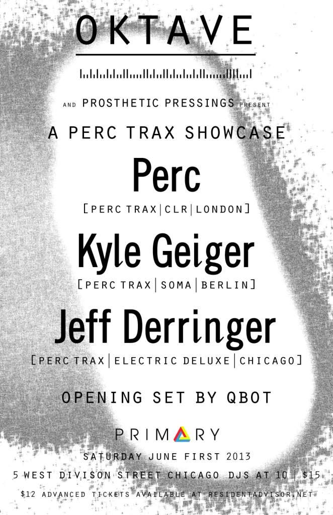 Perc Trax Showcase Chicago: Perc, Kyle Geiger, Jeff Derringer - Página frontal