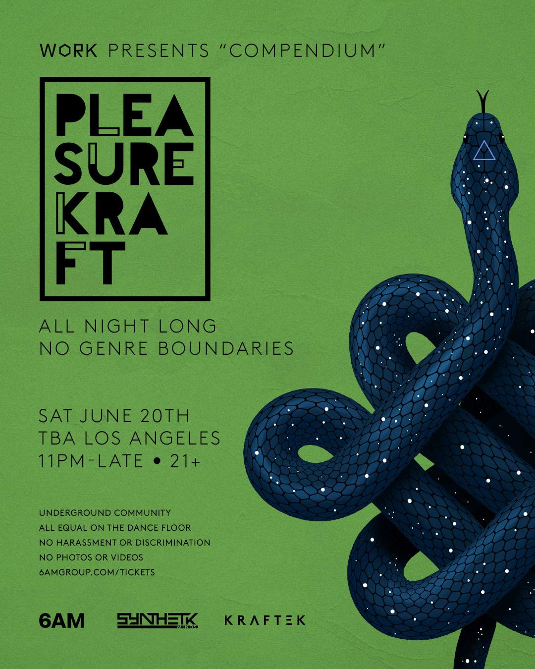 WORK presents Compendium: Pleasurekraft [All Night Long] at TBA