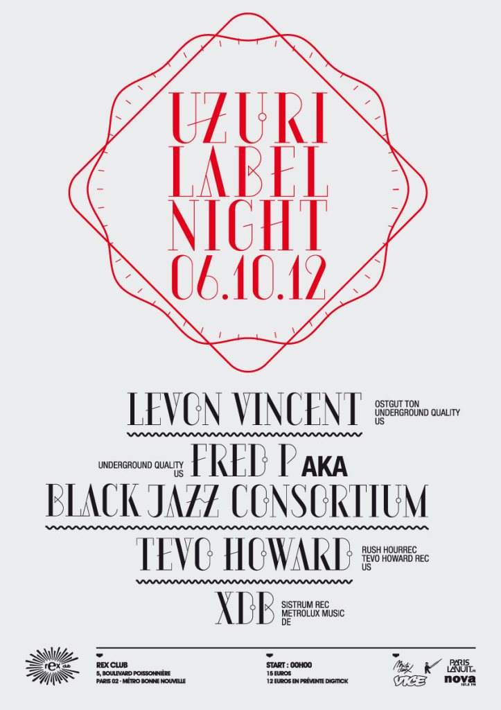 Uzuri Label Night with Levon Vincent, Fred P aka Black Jazz Consortium, Tevo Howard, XDB - フライヤー表