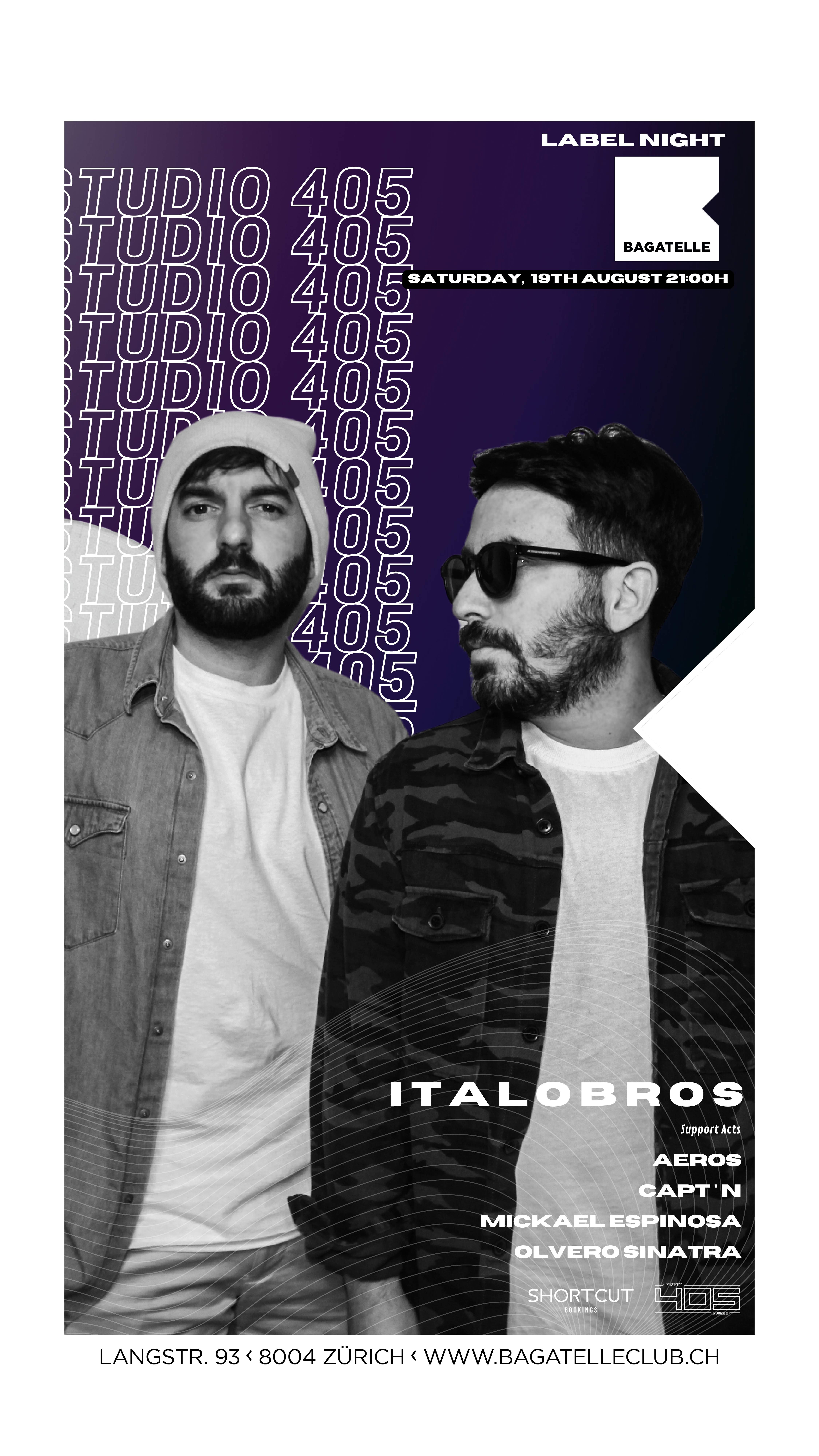 Studio 405 Label Night with Italo Bros - フライヤー表