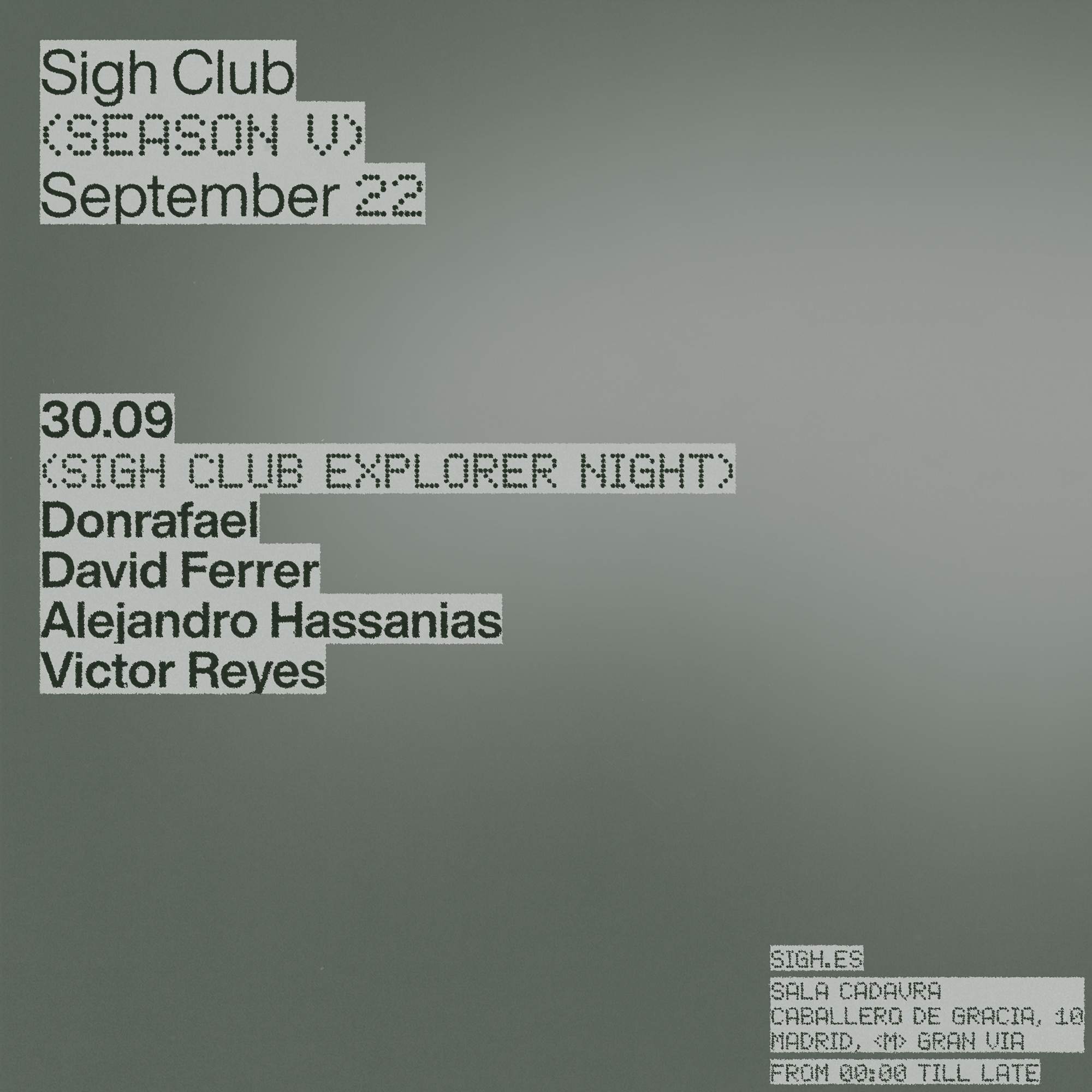 Sigh Club Explorer Night - Página frontal