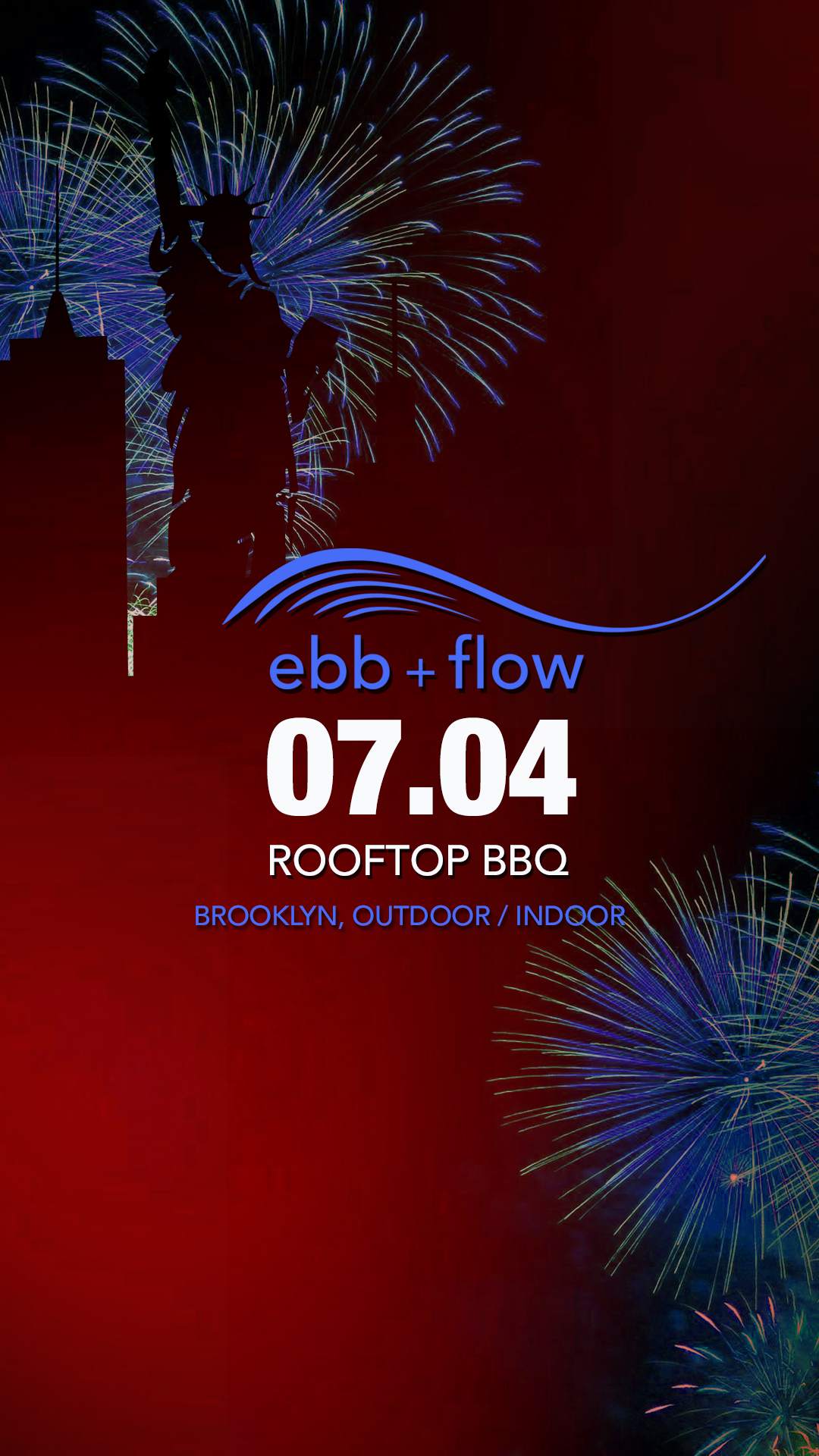 ebb + flow 4th of July Rooftop Party - フライヤー表
