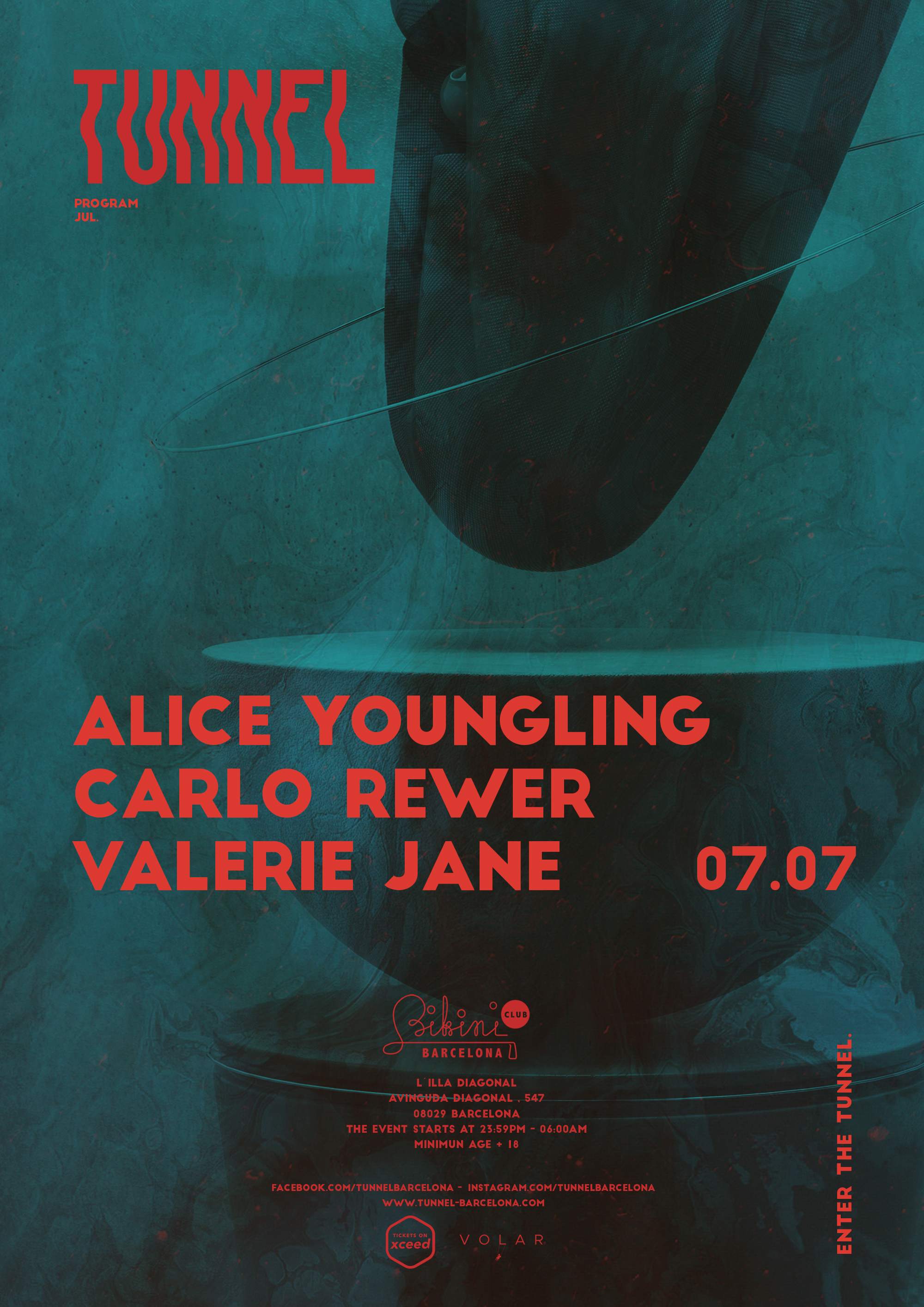 Tunnel pres: Alice Youngling, Carlo Rewer, Valerie Jane - フライヤー表