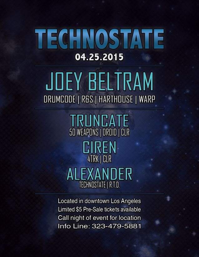 Technostate With Joey Beltram - Flyer front
