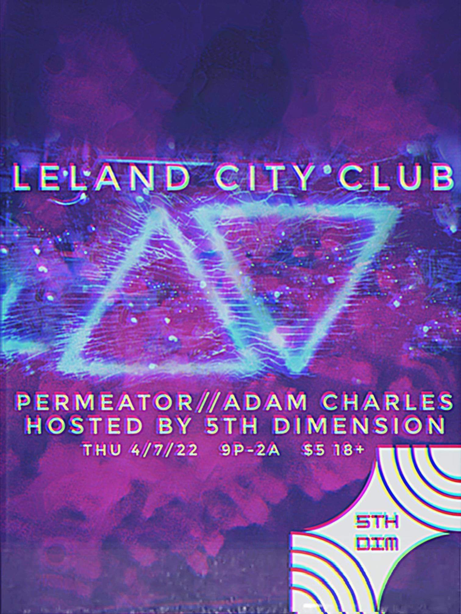 5th Dim presents Permeator and Adam Charles at City Club - Página frontal