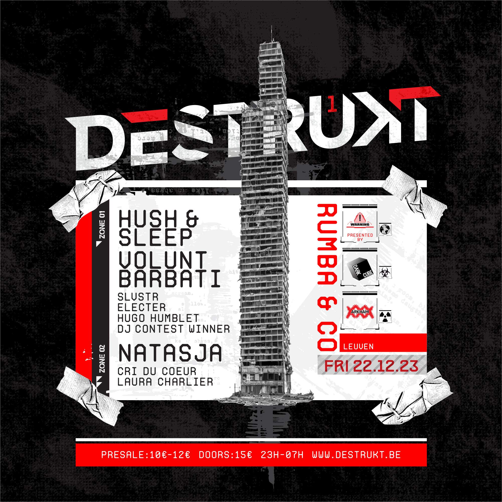 DESTRUKT #1 with Hush & Sleep, Volunt Barbati, NATASJA,  - フライヤー表