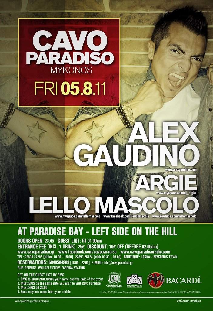 Cavo Paradiso presents Alex Gaudino & Lello Mascolo - Página frontal