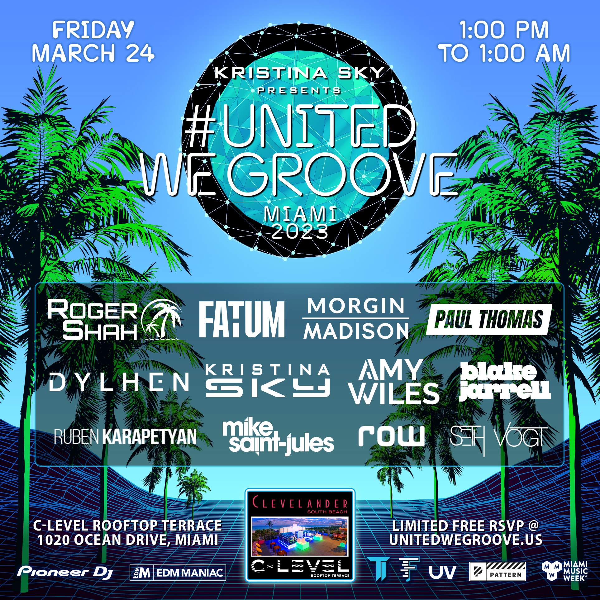 Kristina Sky presents United We Groove Miami 2023 - フライヤー表