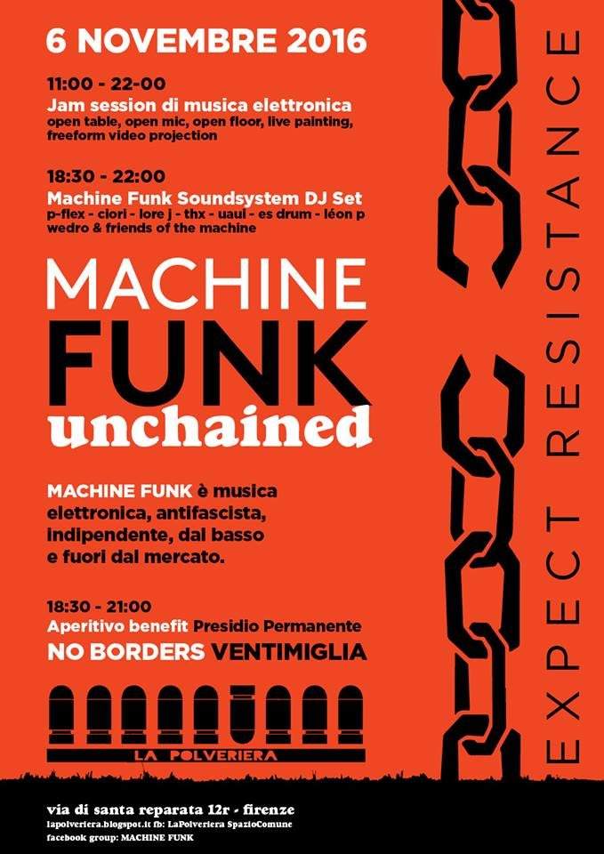 Machine Funk Unchained x Noborders - Flyer front
