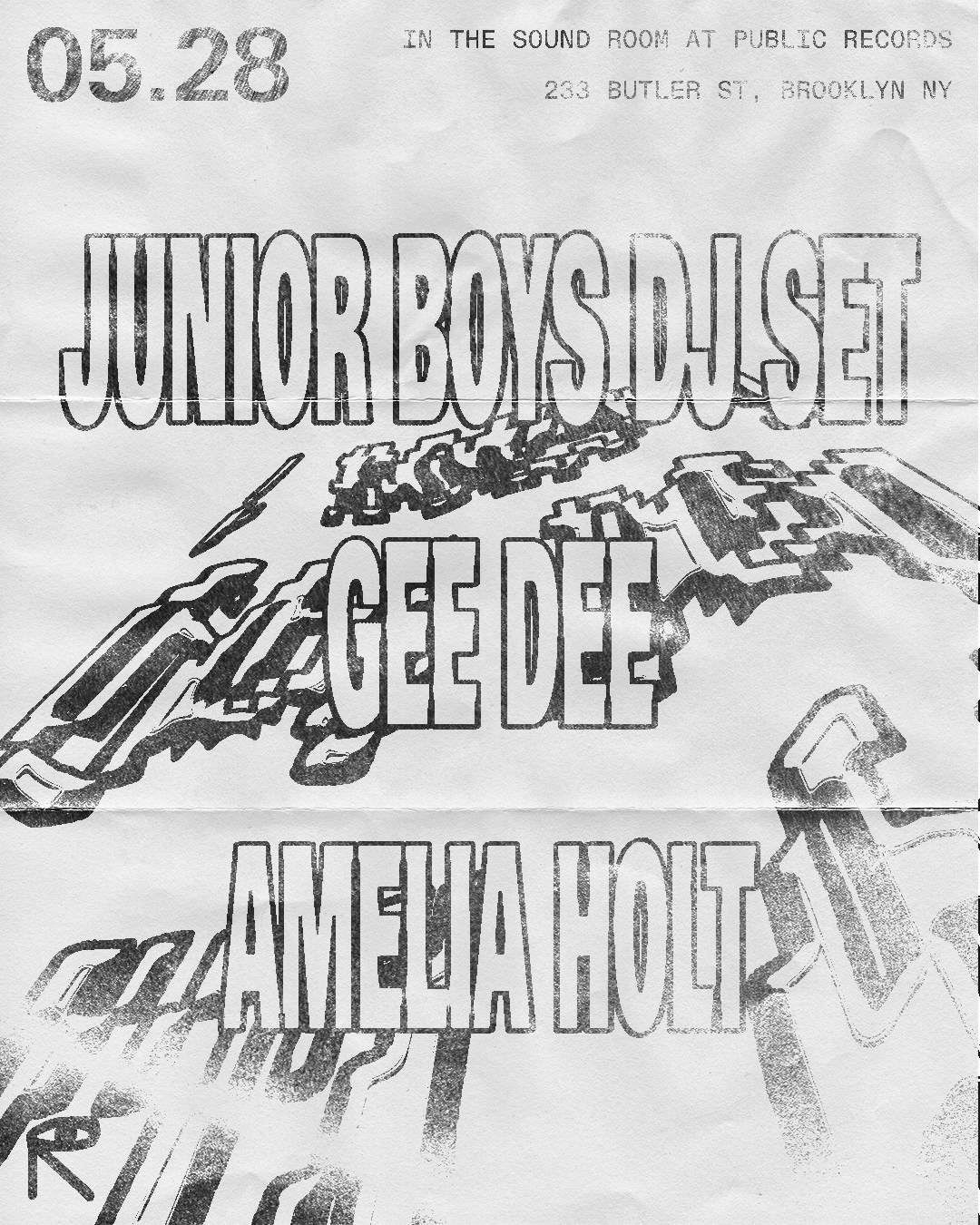 Junior Boys DJ Set + Gee Dee + Amelia Holt - フライヤー表
