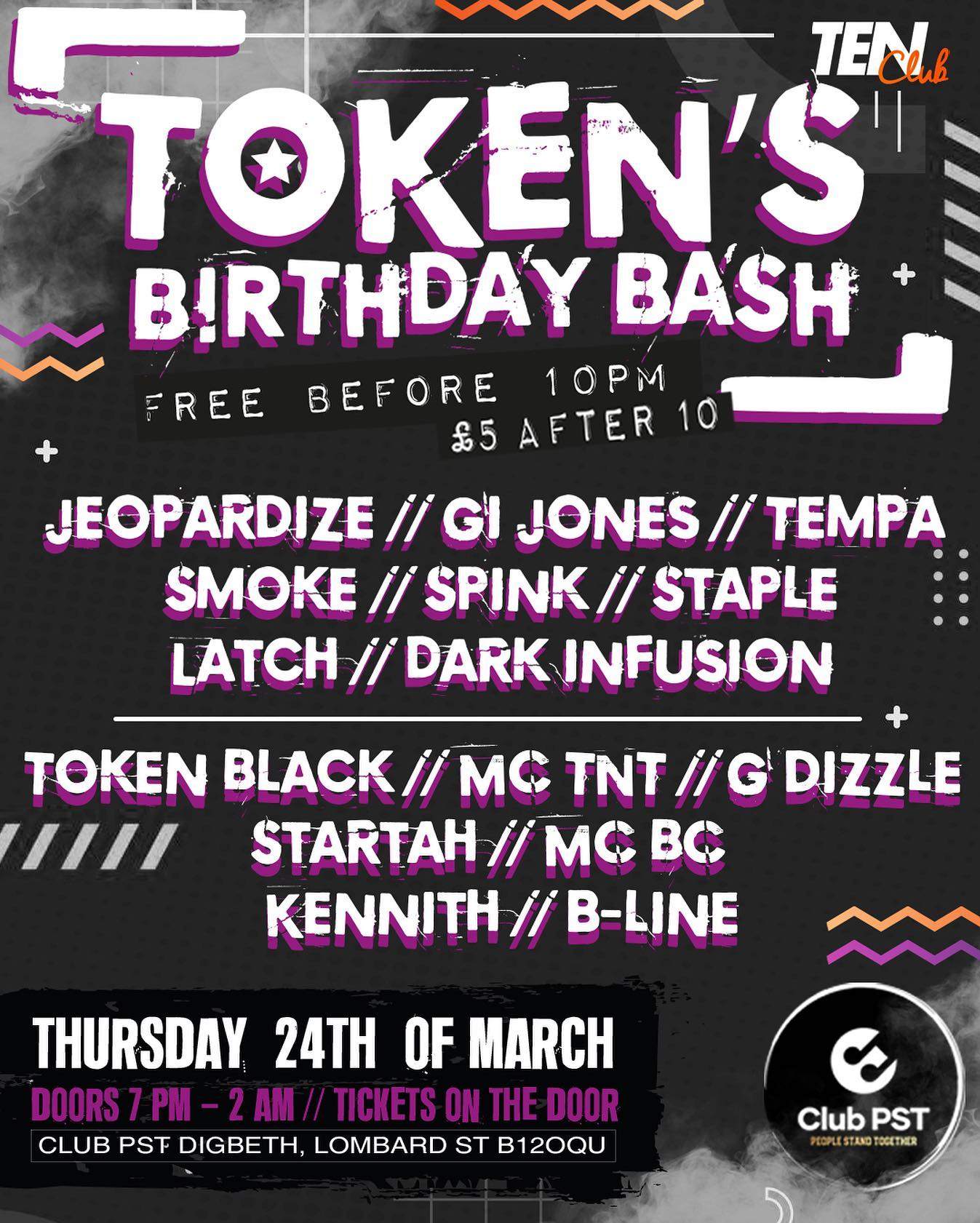 Ten Club presents Token Black's Birthday Bash - Página frontal