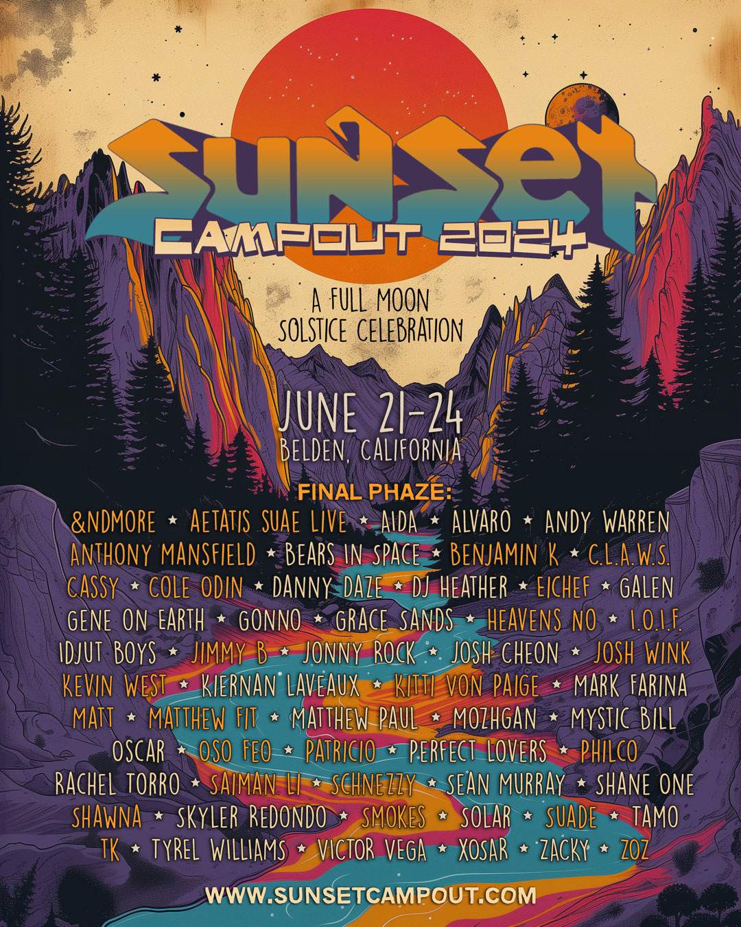 SUNSET Campout 2024: A Full Moon Solstice Celebration - フライヤー表