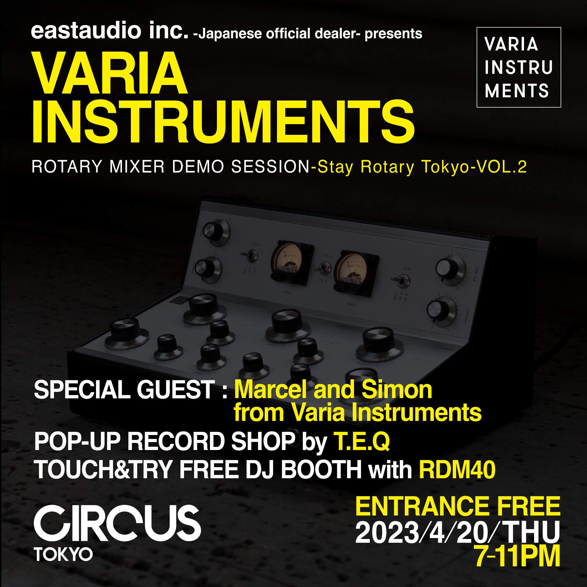 VARIA INSTRUMENTS -Stay Rotary Tokyo- VOL.2 at Circus Tokyo, Tokyo