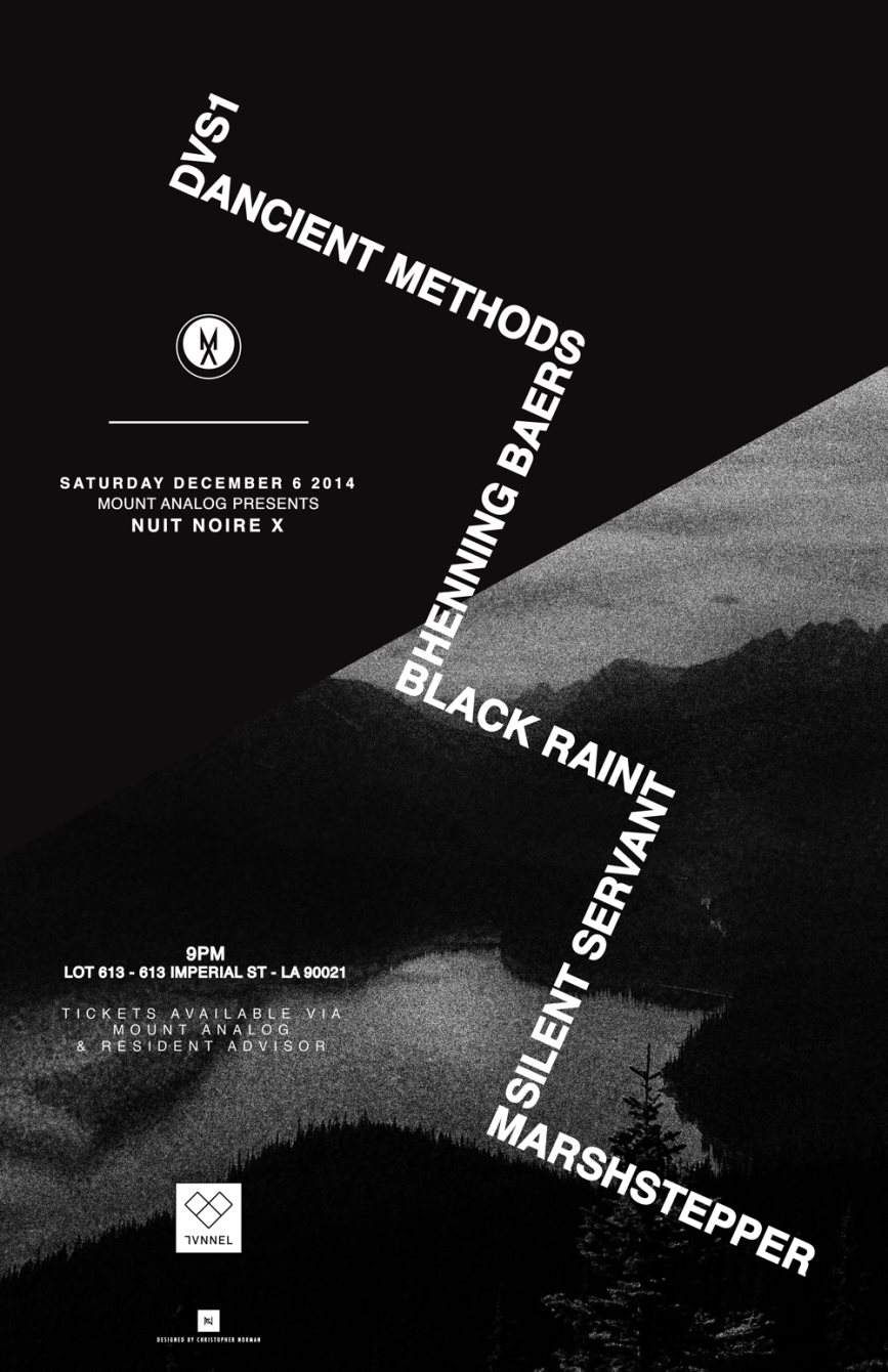 Nuit Noire X: Dvs1, Ancient Methods, Henning Baer, Black Rain - フライヤー表