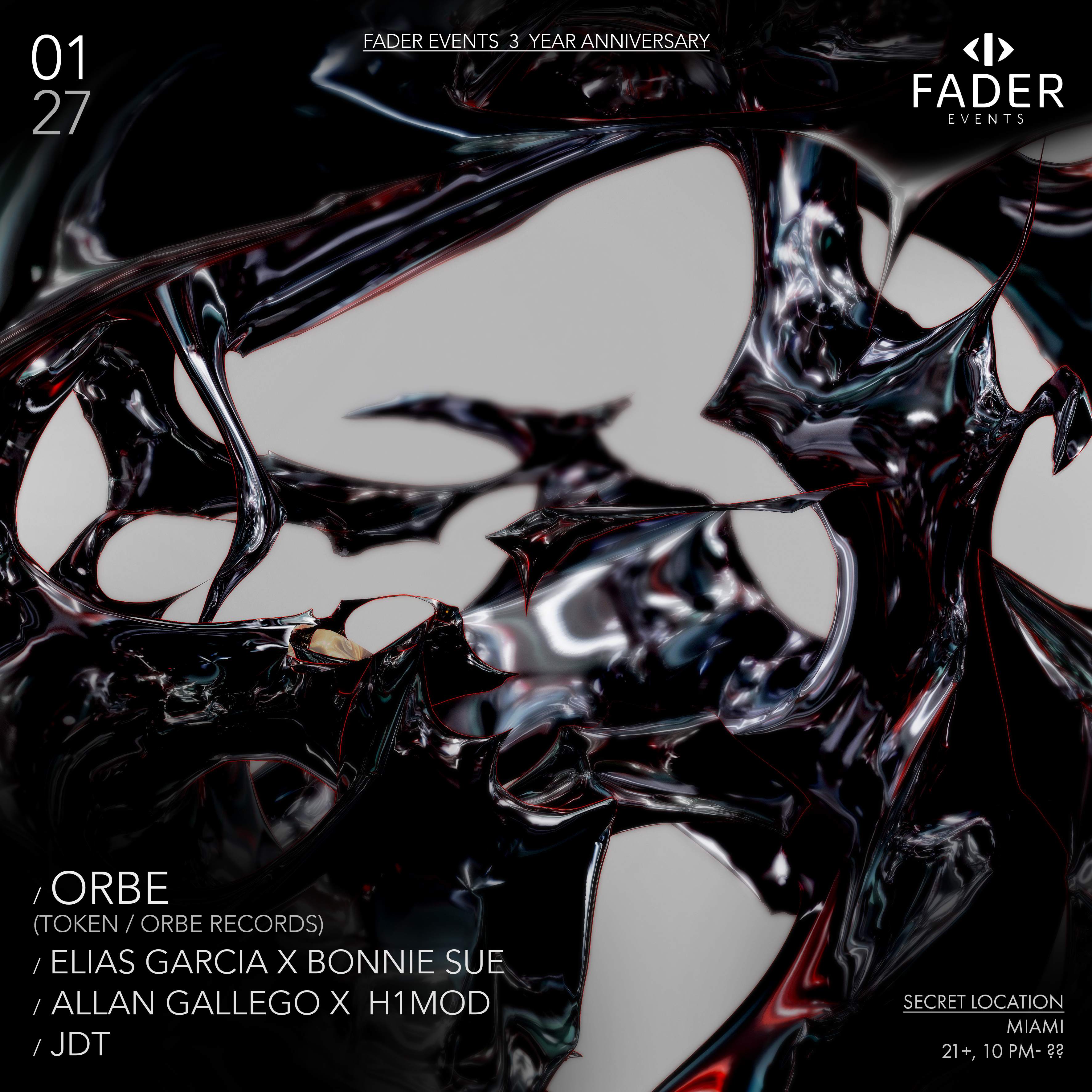 Fader 3 Year Anniversary ft. ORBE, Elias Garcia x Bonnie Sue, Allan Gallego x H1MOD & JDT - Página frontal