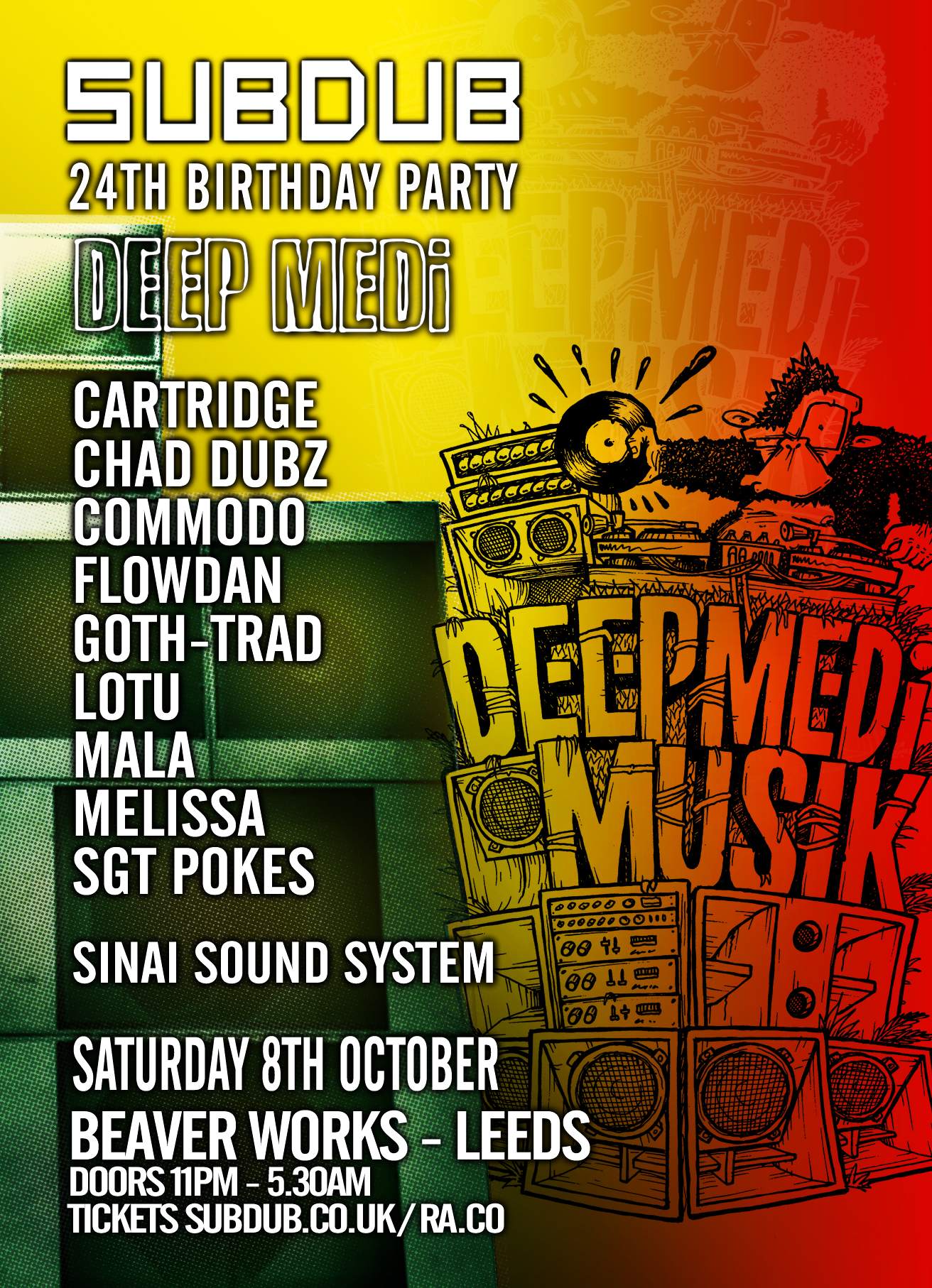SUBDUB 24th Birthday - Iration Steppas, Jah Tubbys, Ital Power, Sinai ...