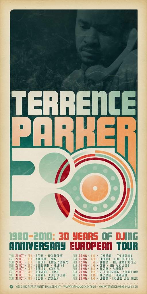 Terrence Parker 30 Years Of Djing Anniversary European Tour & Sasse - フライヤー表