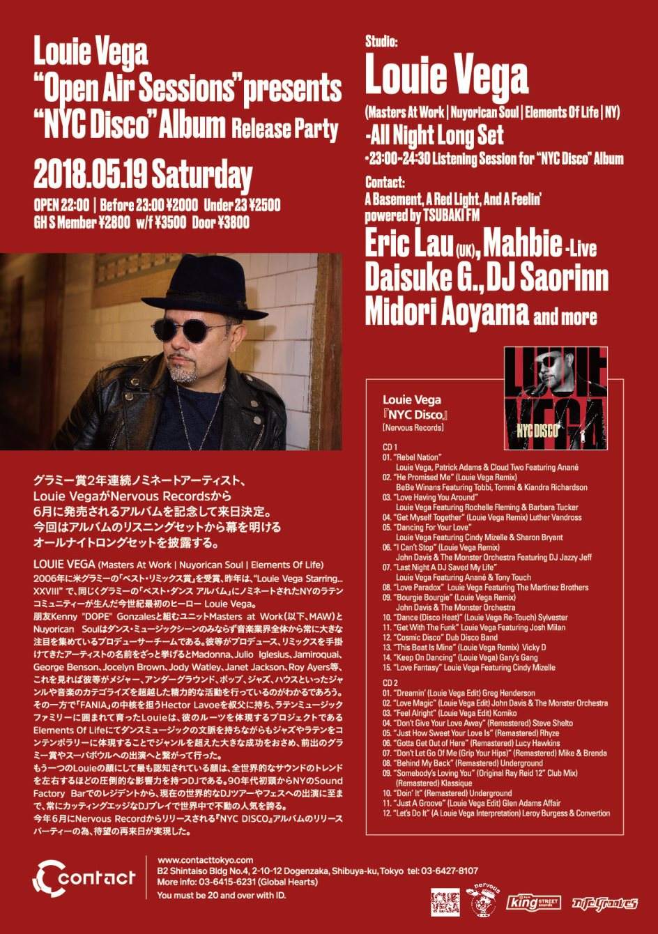 Louie Vega “Open Air Sessions” presents “NYC Disco” Album Release Party - フライヤー裏