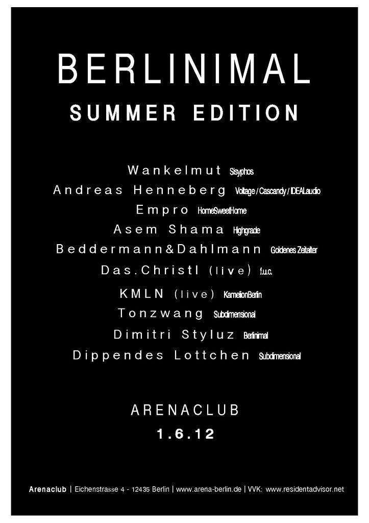 [CANCELLED] Berlinimal Summer Edition - Wankelmut, Empro, Andreas Henneberg, Kmln (Live), - フライヤー表