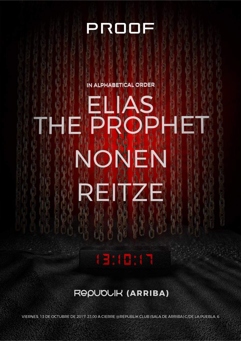 Proof #01 _ Elias the Prophet + Nonen + Reitze - フライヤー表