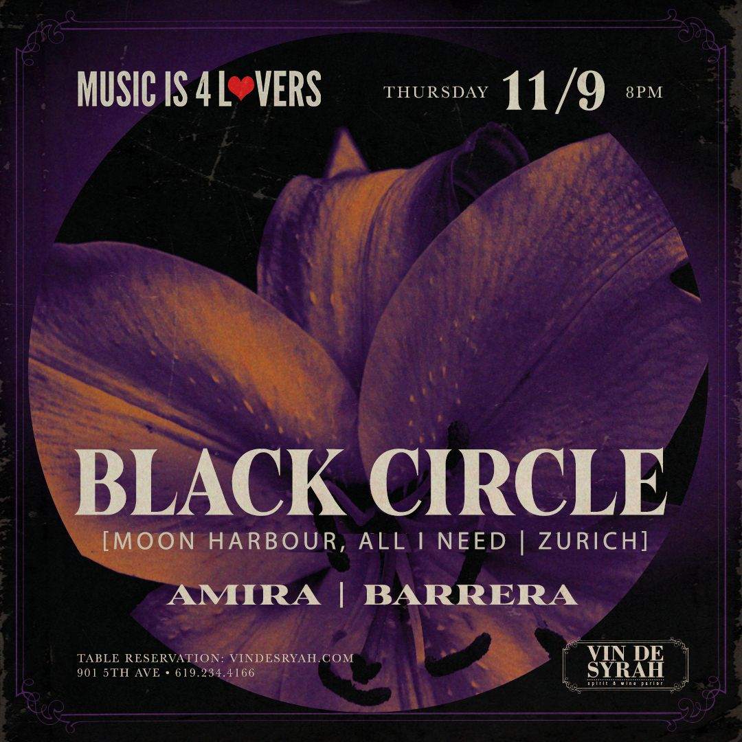 Black Circle [MOON HARBOUR, ALL I NEED - ZURICH] at Vin de Syrah - NO COVER - Página frontal