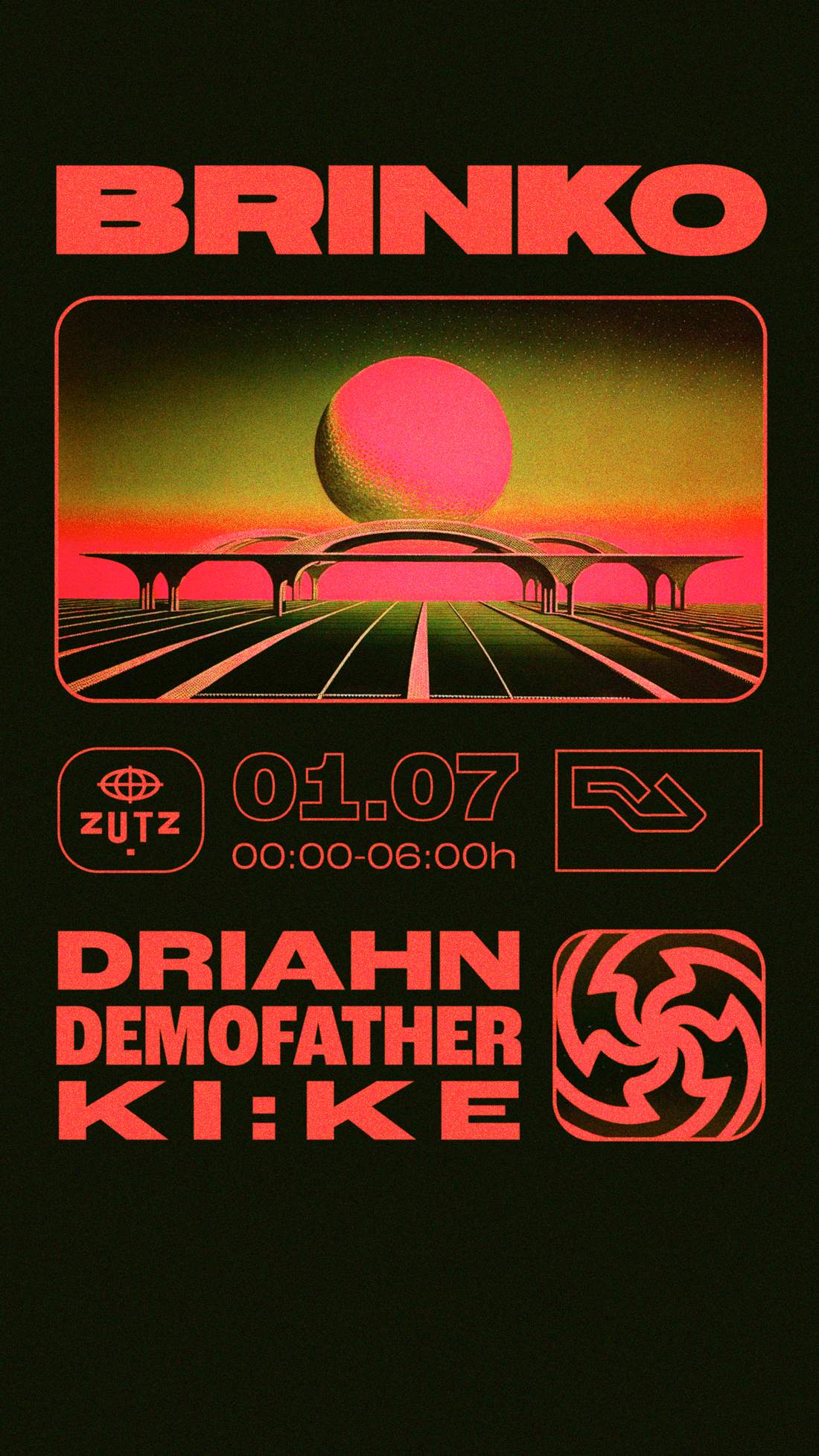 Brinko Opening Party: Driahn, Demofather, ki:ke - フライヤー裏