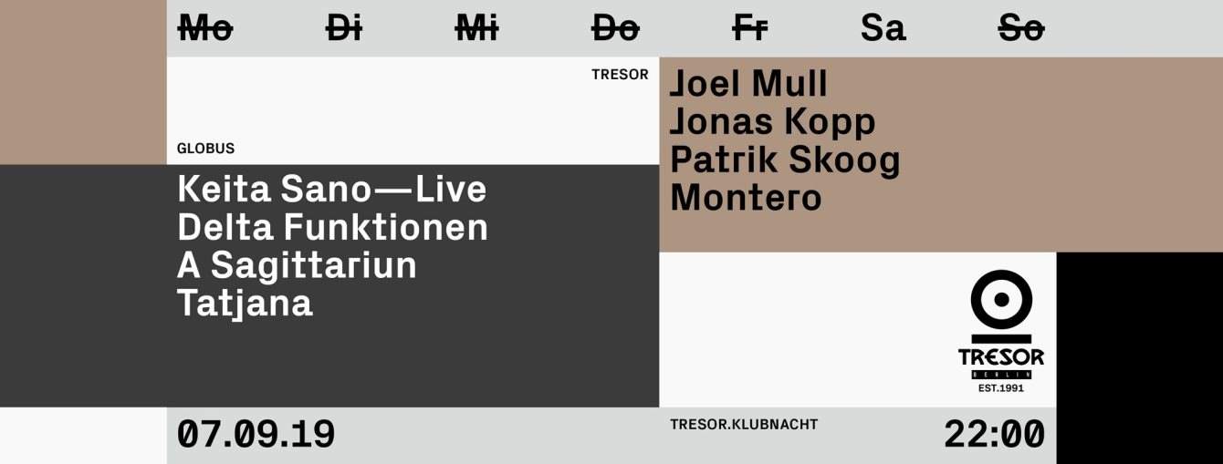 Tresor.Klubnacht with Joel Mull, Jonas Kopp, Delta Funktionen - Página frontal